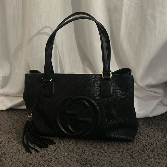 AUTHENTIC GUCCI LEATHER TOTE BAG - Picture 1 of 11
